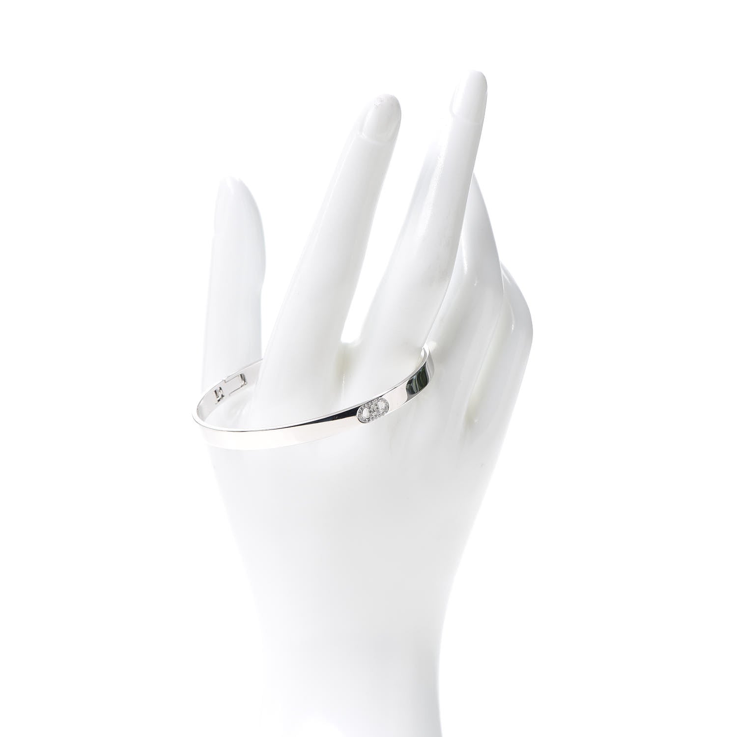 Hermes 18K White Gold Diamond PM H D'Ancre Bracelet LG 2 of 6