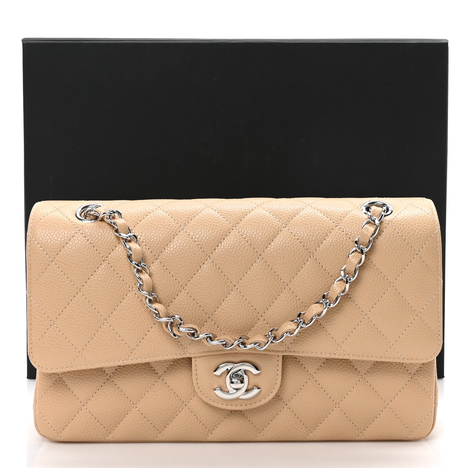 Chanel Caviar Quilted Medium Double Flap Beige 11 of 11