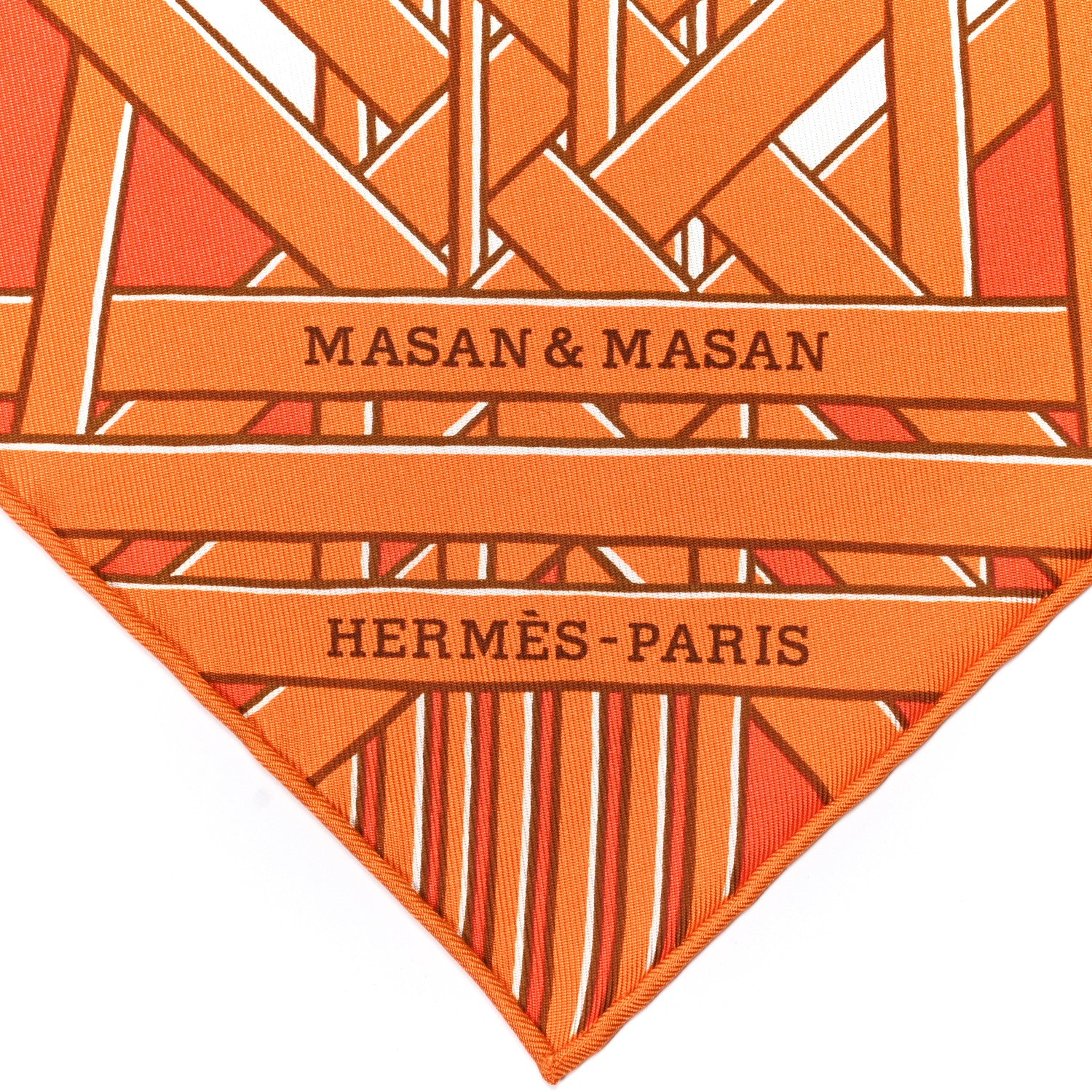 Hermes Silk Masan & Masan Scarf 90 Orange Grege Tabac 2 of 5
