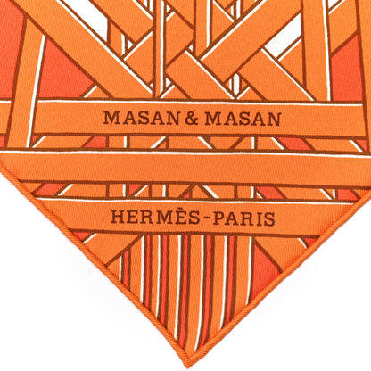 Hermes Silk Masan & Masan Scarf 90 Orange Grege Tabac 2 of 5