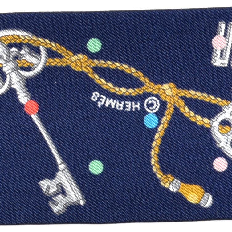 Hermes Silk Les Cles A Pois Twilly Marine Gris Argent 3 of 4