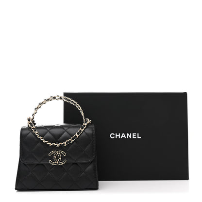 Chanel Caviar Quilted Double Chain Top Handle Flap With Chain Black 12 of 12