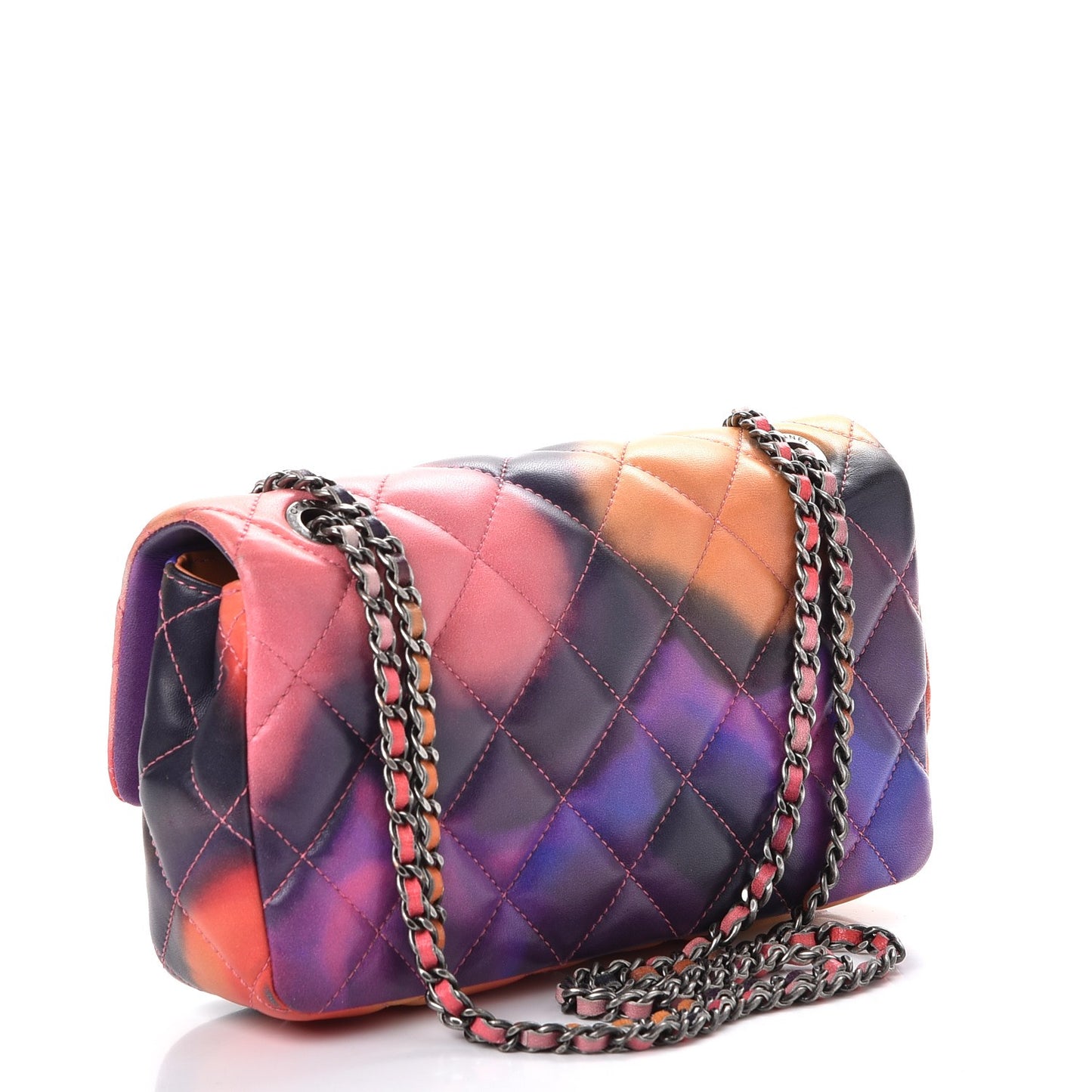 Printed Lambskin Quilted Small Flower Power Flap