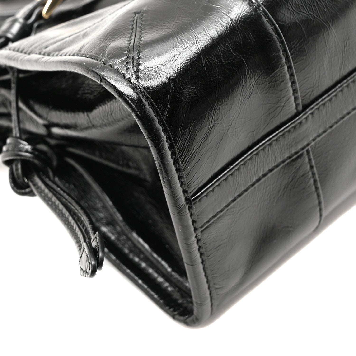Prada Glossy Calfskin Triangle Small Bonnie Shoulder Bag Black 8 of 10