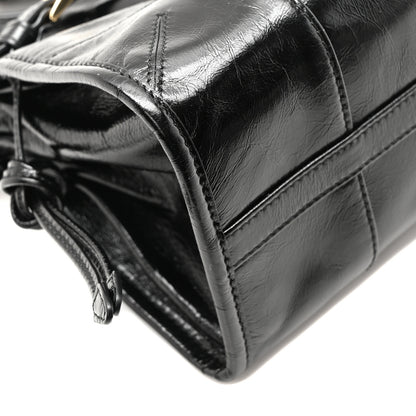 Prada Glossy Calfskin Triangle Small Bonnie Shoulder Bag Black 8 of 10