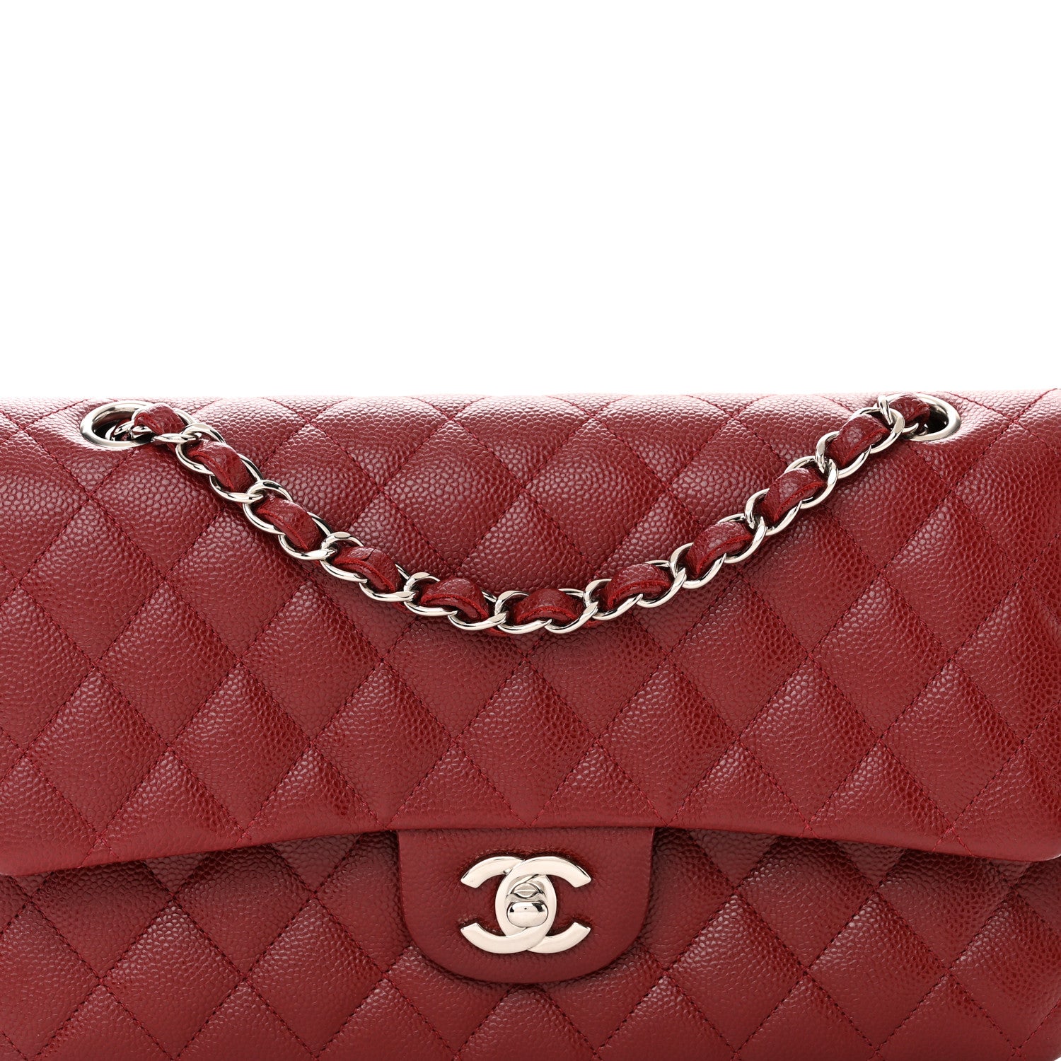 Chanel Caviar Quilted Medium Double Flap Dark Red 8 of 12