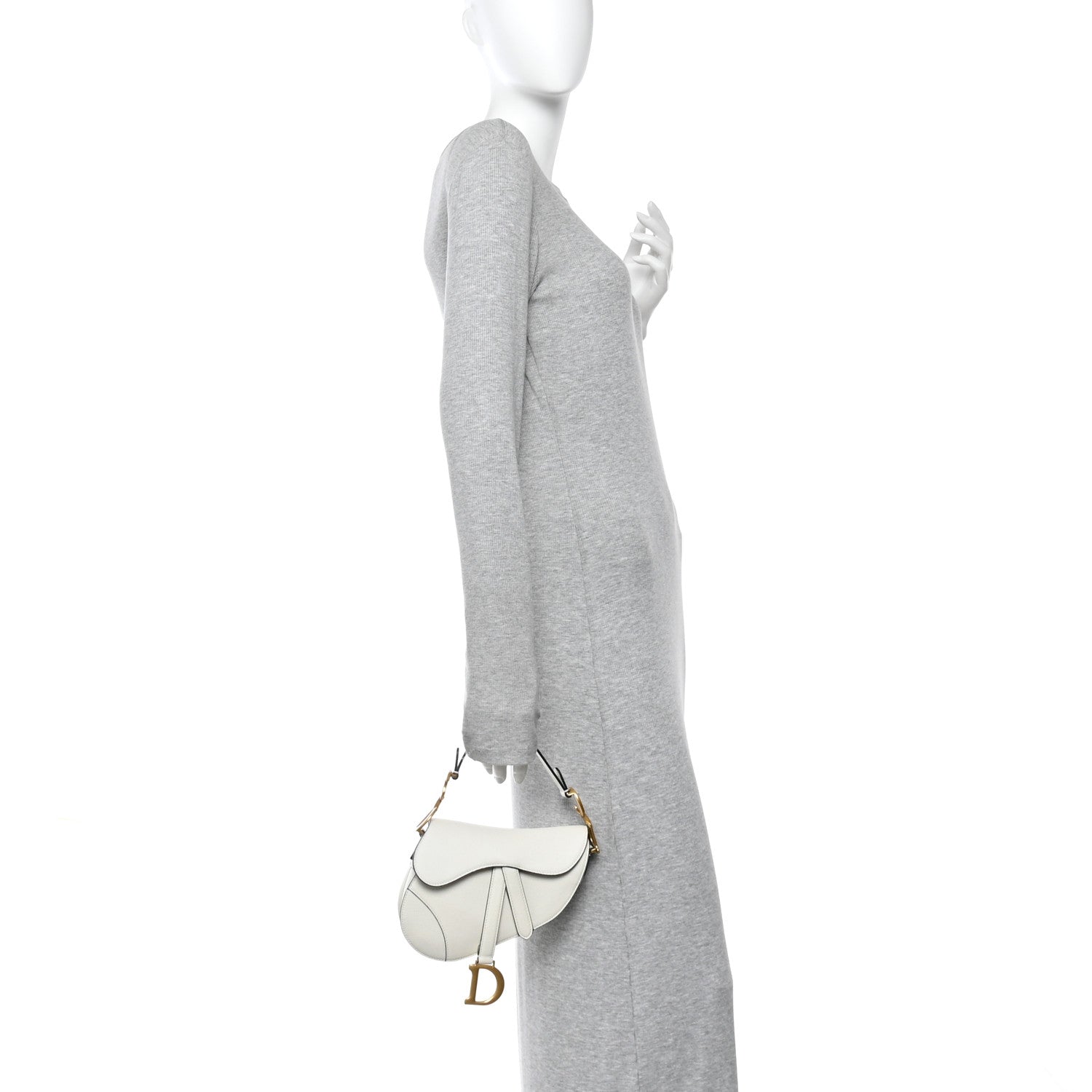 Christian Dior Grained Calfskin Mini Saddle Bag White 2 of 10