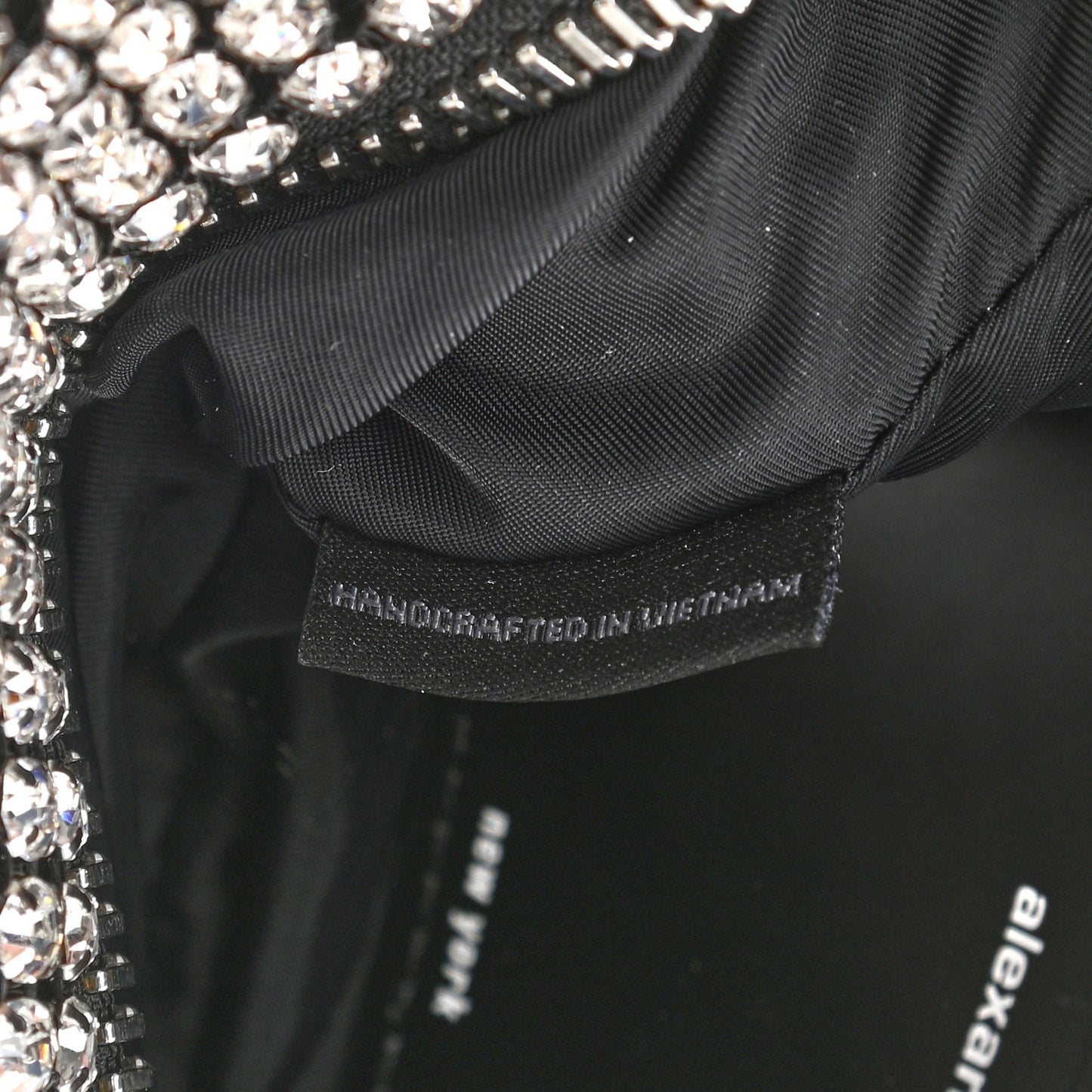 Mesh Crystal Rhinestone Mini Heiress Pouch Black Silver