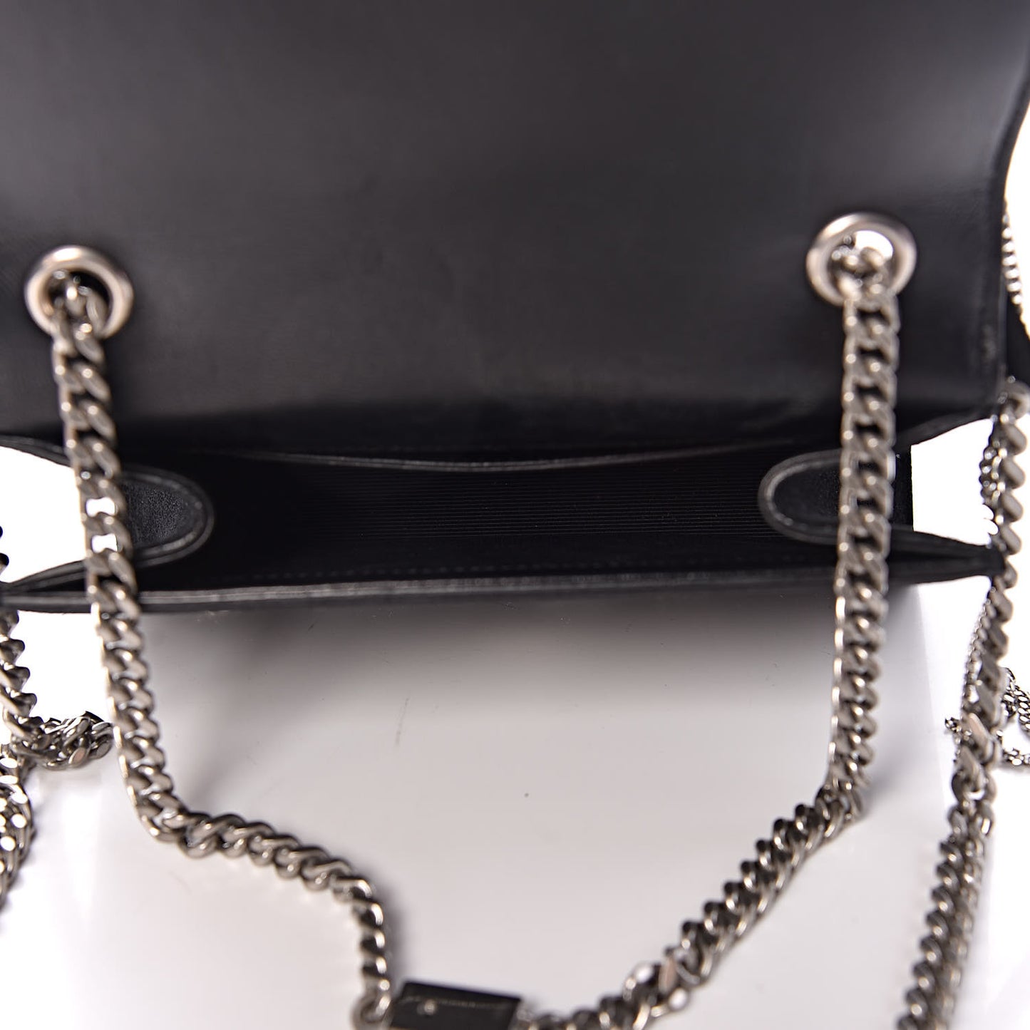 Suede Fringe Chain Small Monogram Satchel Black