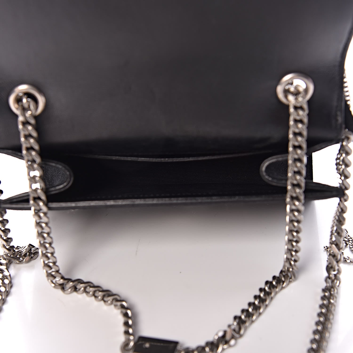 Saint Laurent Suede Fringe Chain Small Monogram Satchel Black 5 of 12
