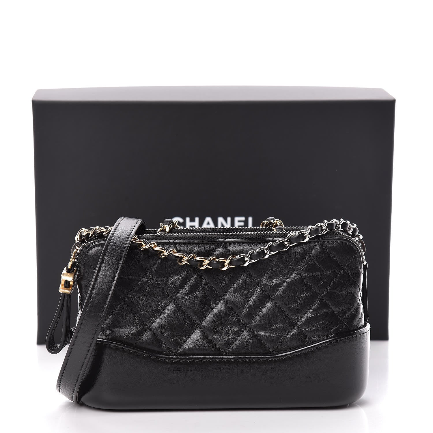 Chanel Aged Calfskin Quilted Small Gabrielle Clutch With Chain Black 14 of 14