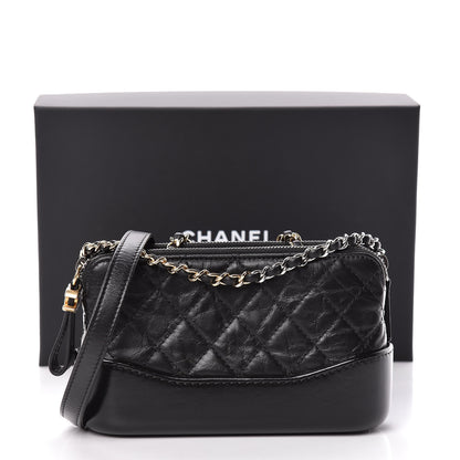 Chanel Aged Calfskin Quilted Small Gabrielle Clutch With Chain Black 14 of 14