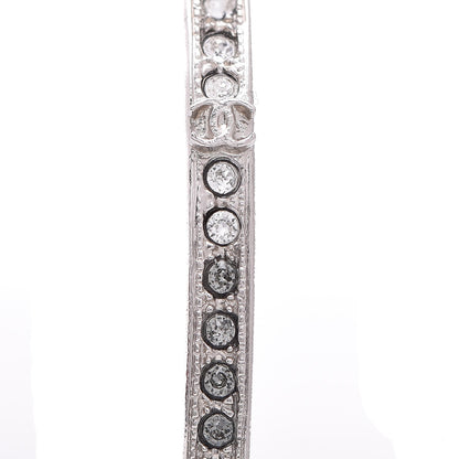 Chanel Crystal CC Large Hoop Earrings Grey Silver 5 of 5