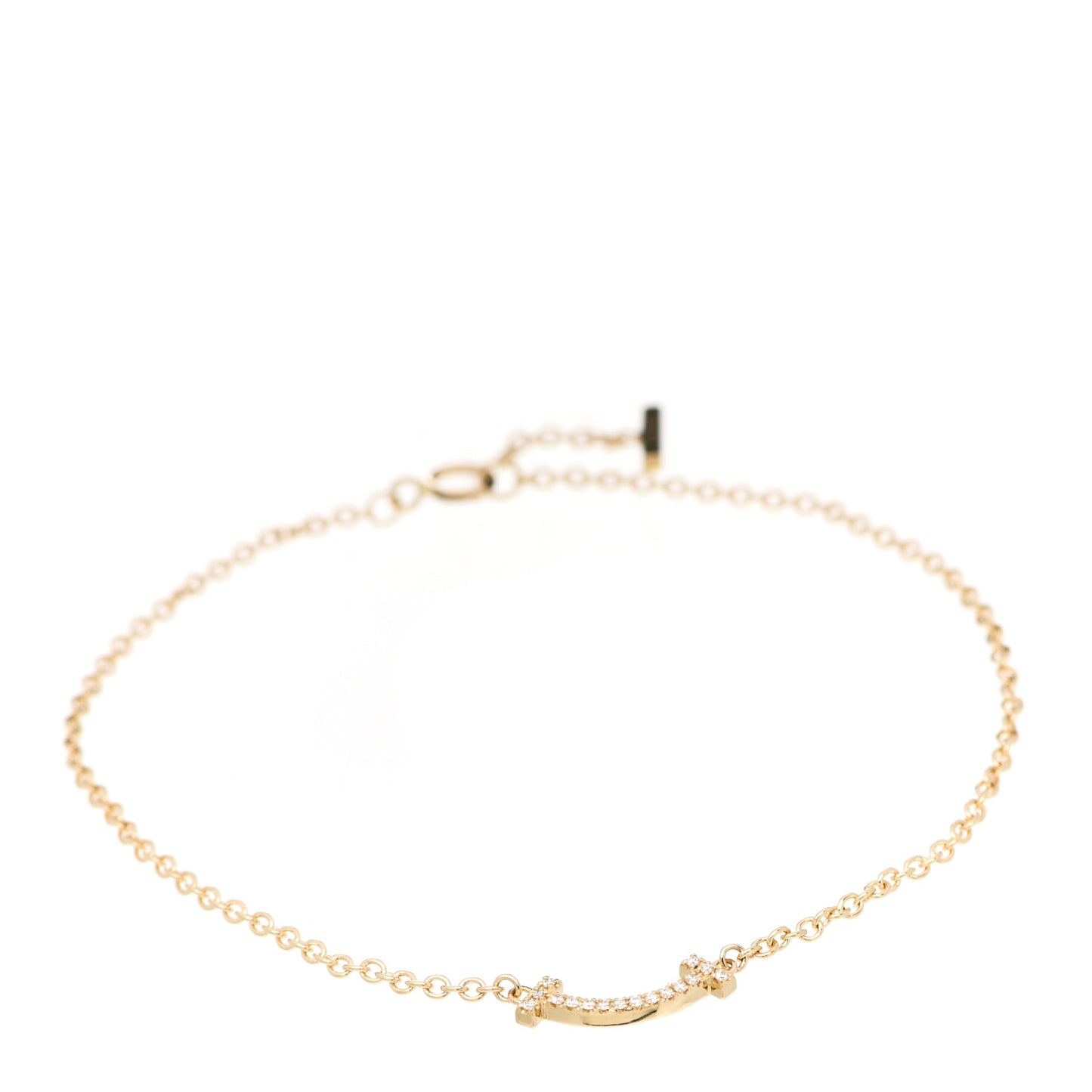 18K Yellow Gold Diamond Mini T Smile Bracelet