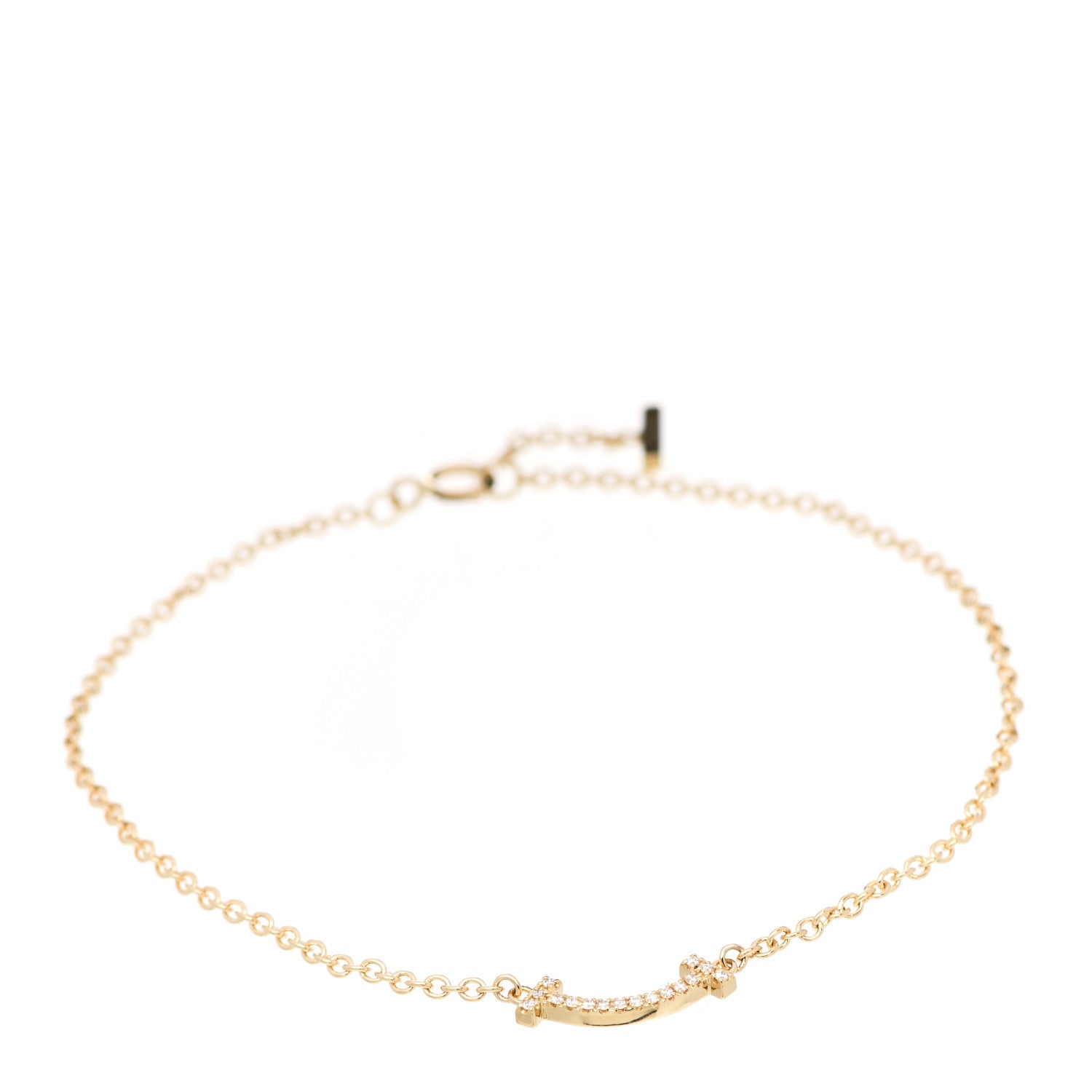 Tiffany 18K Yellow Gold Diamond Mini T Smile Bracelet 1 of 6