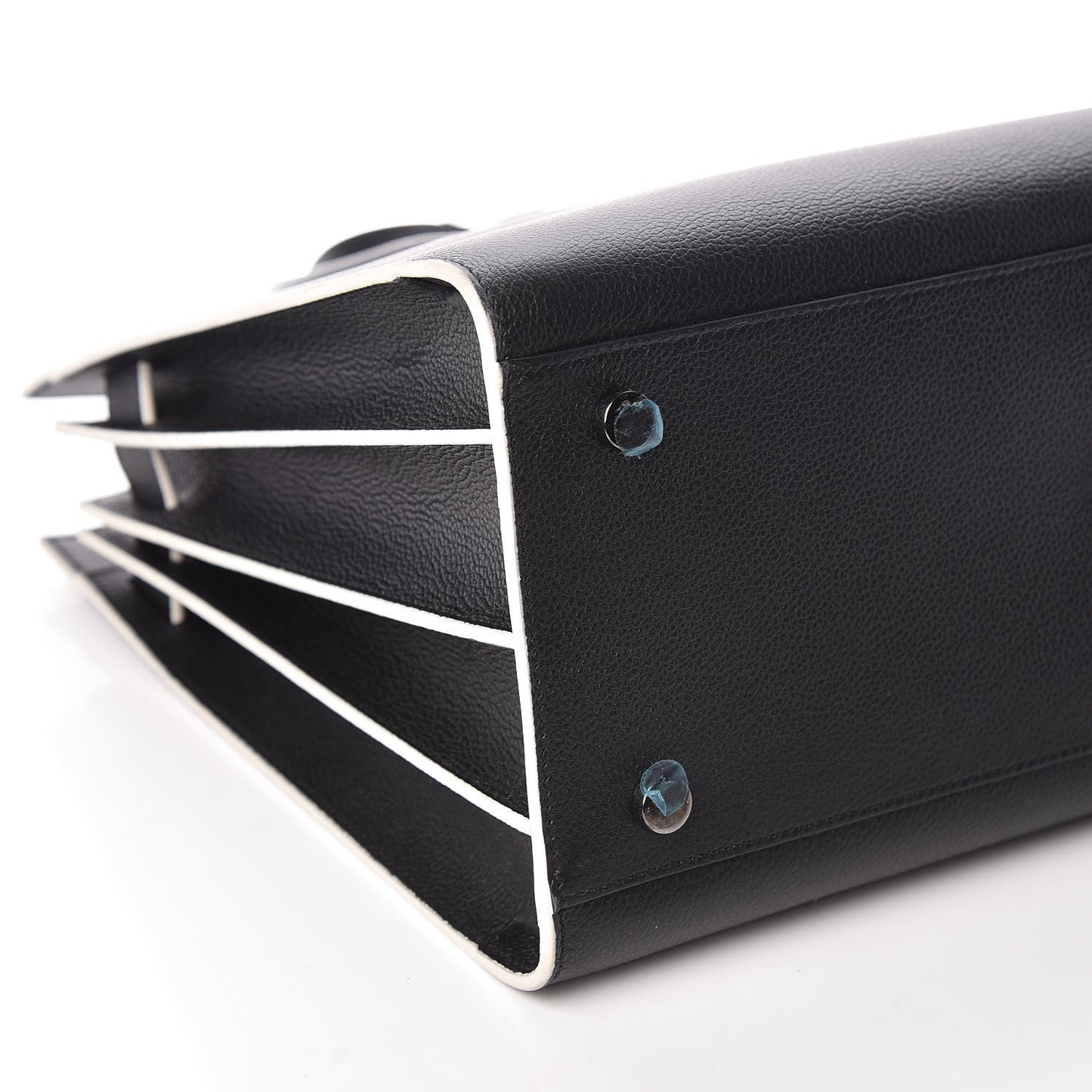 Grained Calfskin Topstitch Small Sac De Jour Black Porcelain