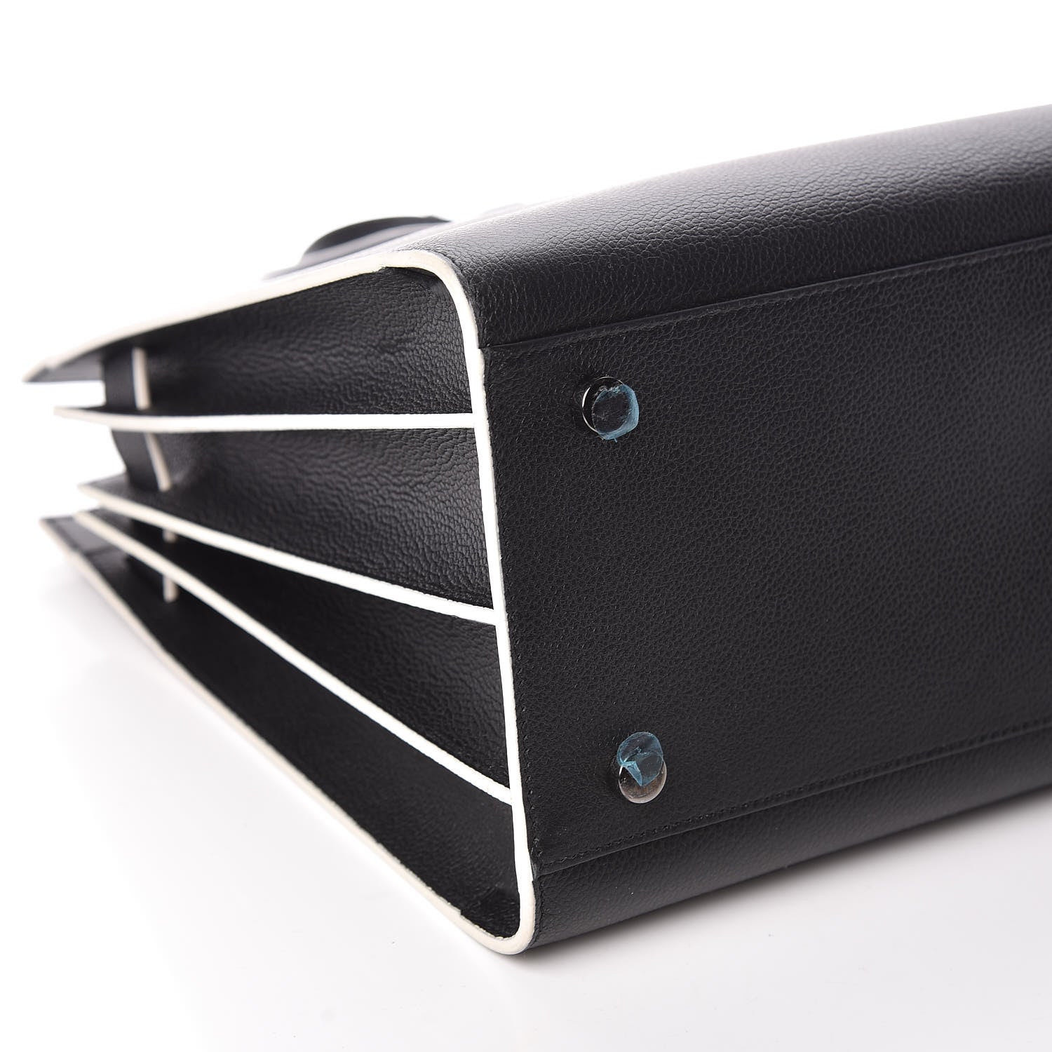Saint Laurent Grained Calfskin Topstitch Small Sac De Jour Black Porcelain 5 of 9