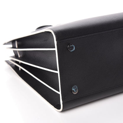 Saint Laurent Grained Calfskin Topstitch Small Sac De Jour Black Porcelain 5 of 9