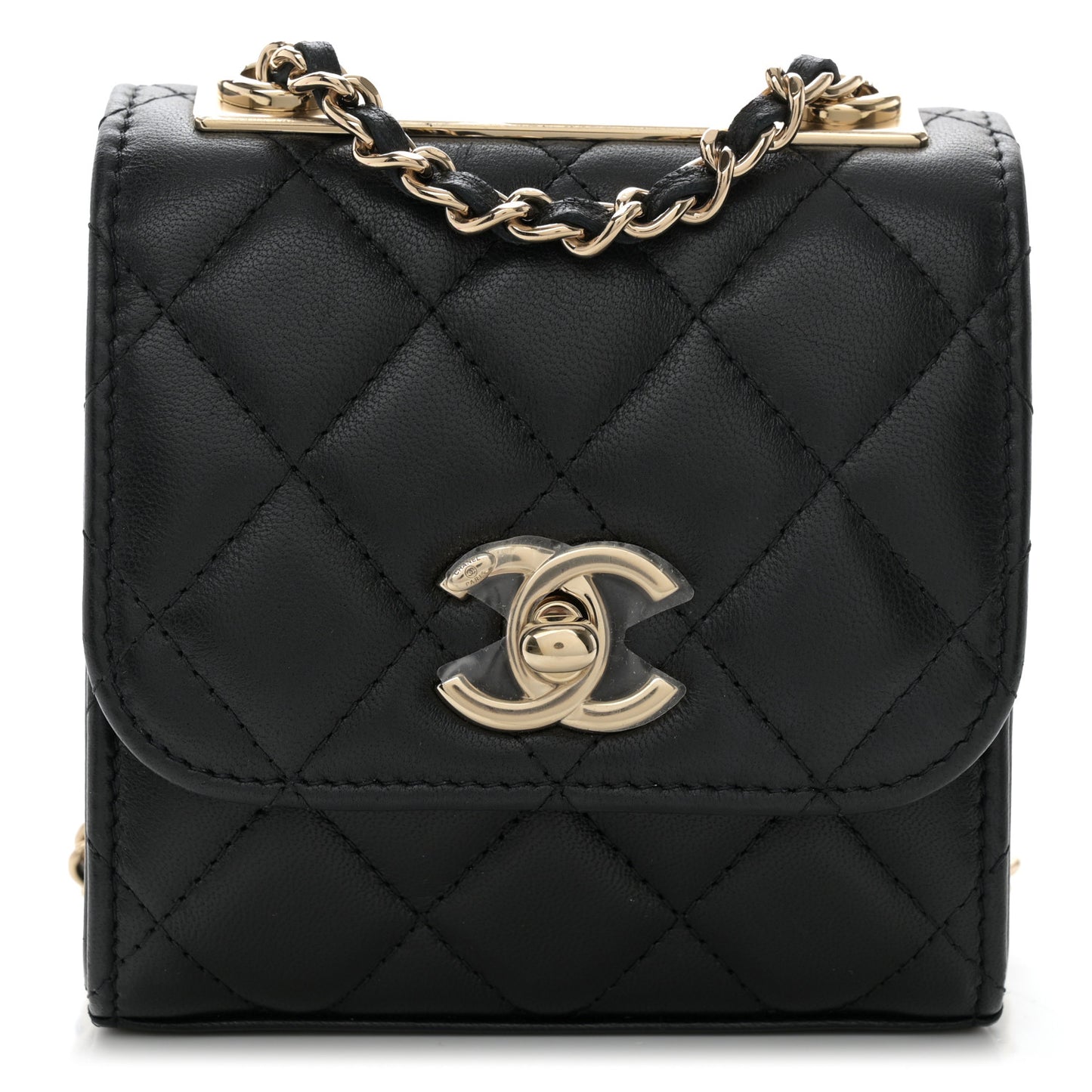 Lambskin Quilted Mini Trendy CC Chain Wallet Black