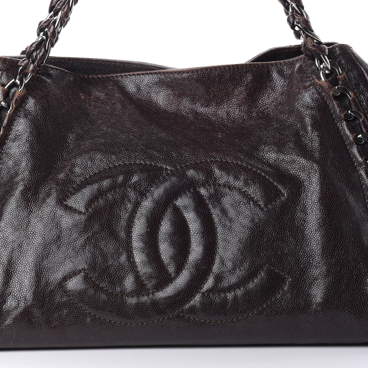 Chanel Glazed Caviar East West Modern Chain Tote Brown 13 of 13
