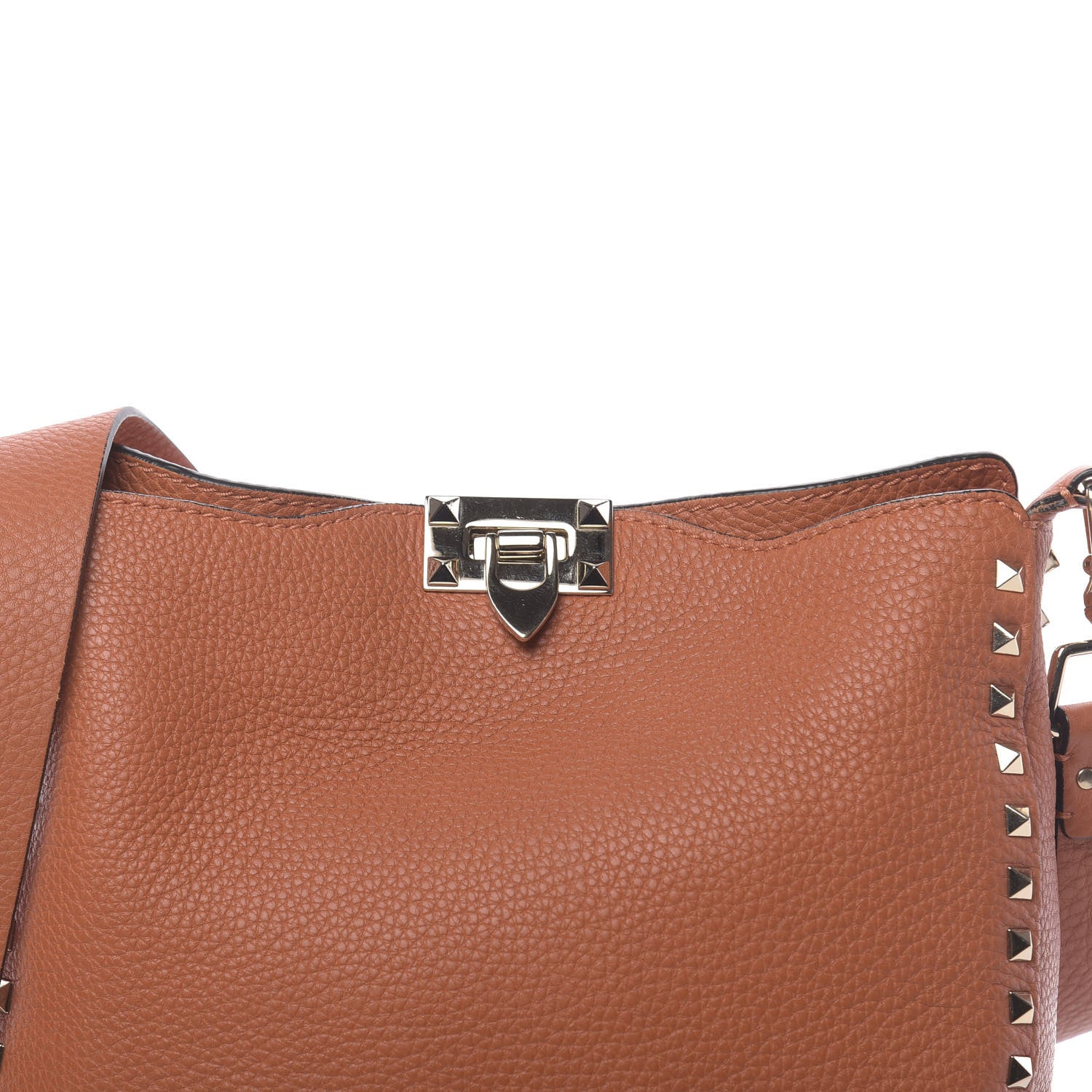Valentino Garavani Pebbled Calfskin Small Rockstud Flip-Lock Messenger Bag Light Cuir 7 of 11