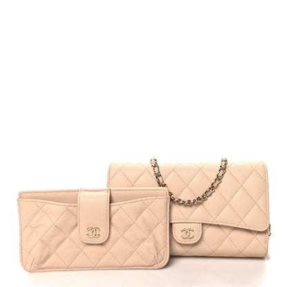 Chanel Caviar Quilted Phone Holder Wallet on Removable Chain Light Beige 3 of 13