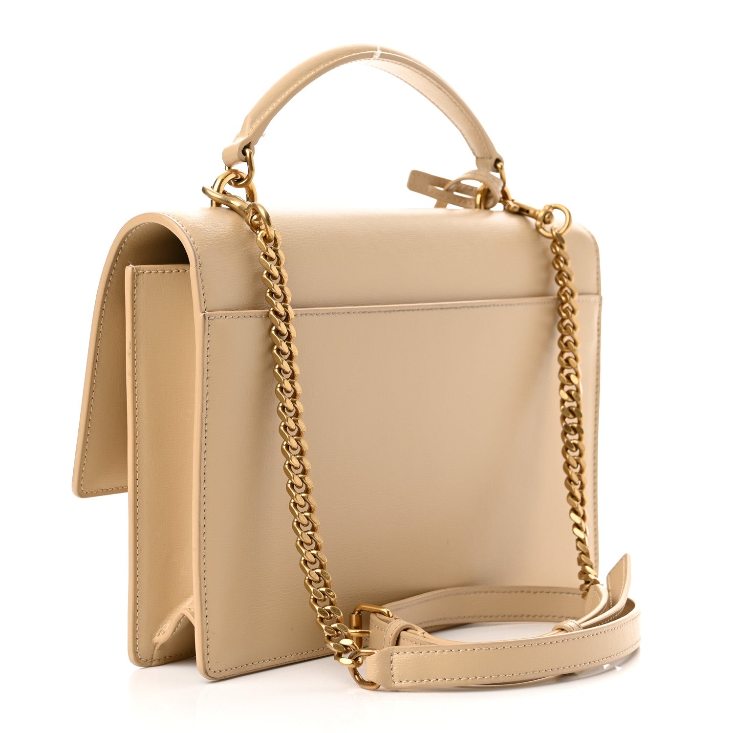 Saint Laurent Smooth Calfskin Medium Monogram Sunset Satchel Beige 3 of 13