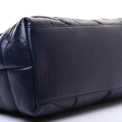 Saint Laurent Lambskin Quilted Small Loulou Puffer Monogram Chain Satchel Navy 6 of 24