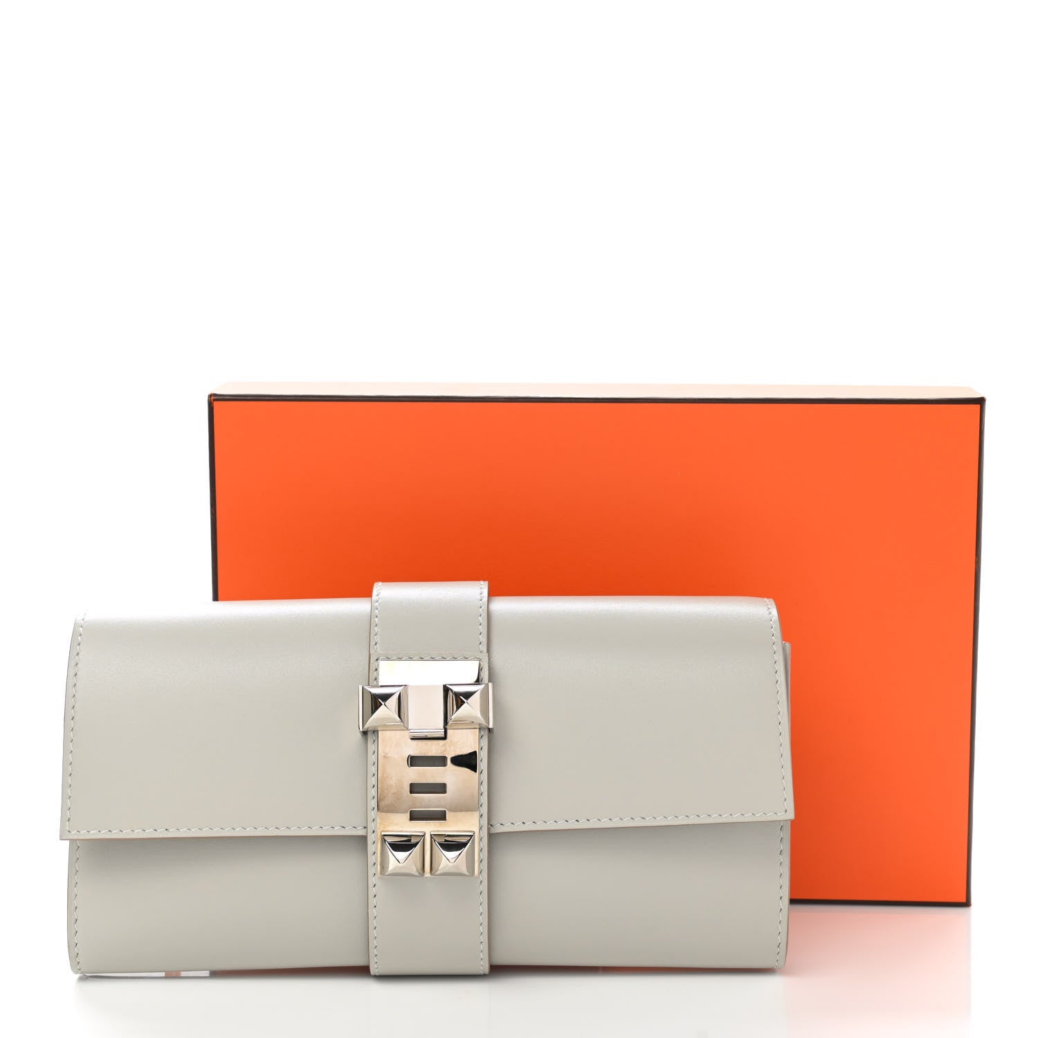 Hermes Tadelakt Medor Clutch 23 Gris Perle 7 of 7