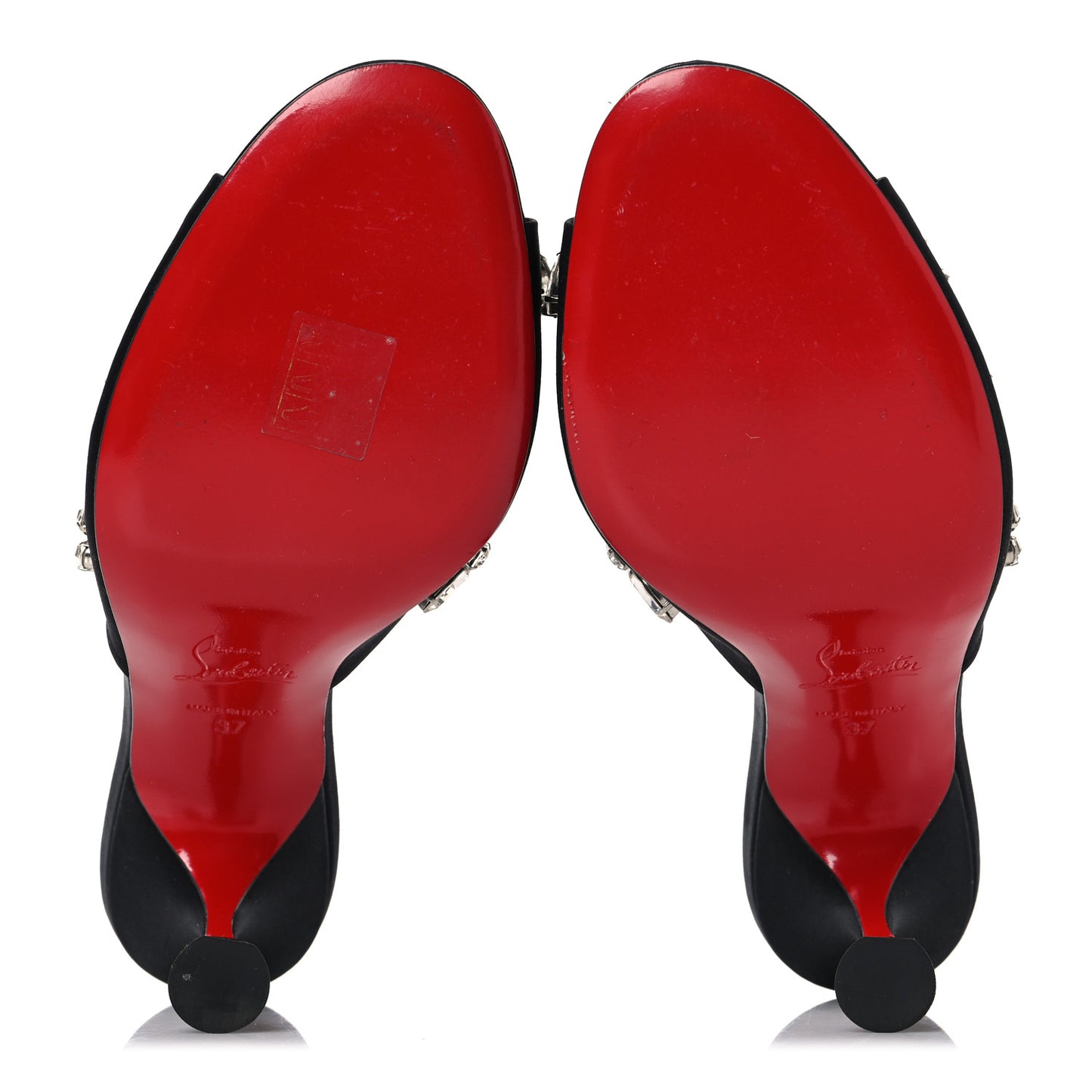 Crepe Satin Crystal Degraqueenie 85mm Slide Sandals 37 Black
