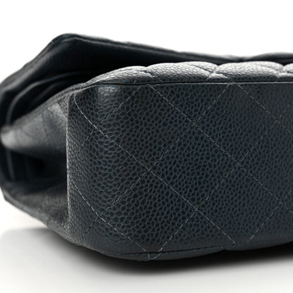Chanel Iridescent Caviar Quilted Medium Double Flap Dark Blue 9 of 13