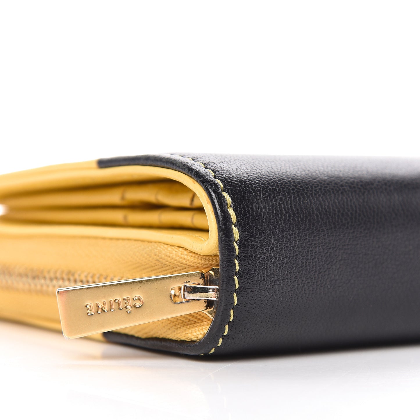 Lambskin Compact Wallet Sun Yellow Black