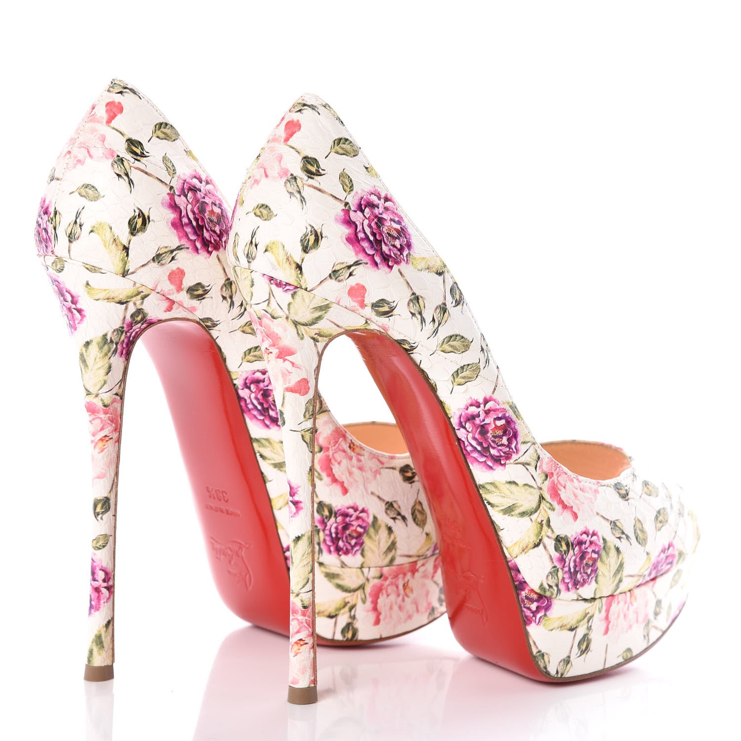 Christian Louboutin Watersnake Fiori Fetish Peep 150 Pumps 38.5 Latte Pompadour 4 of 7