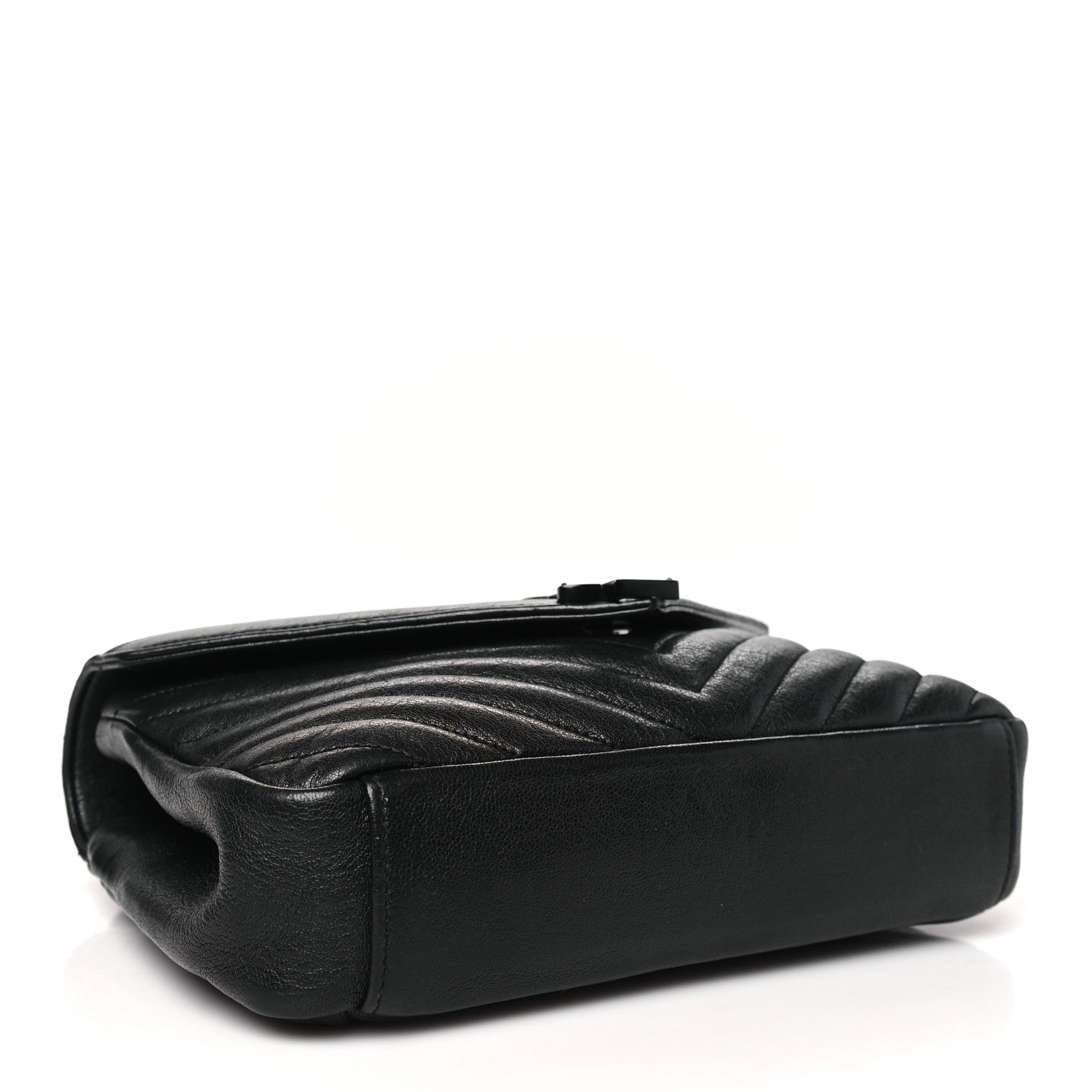 Saint Laurent Sheepskin Matelasse Chevron Monogram Monochrome Medium College Bag Black 4 of 11