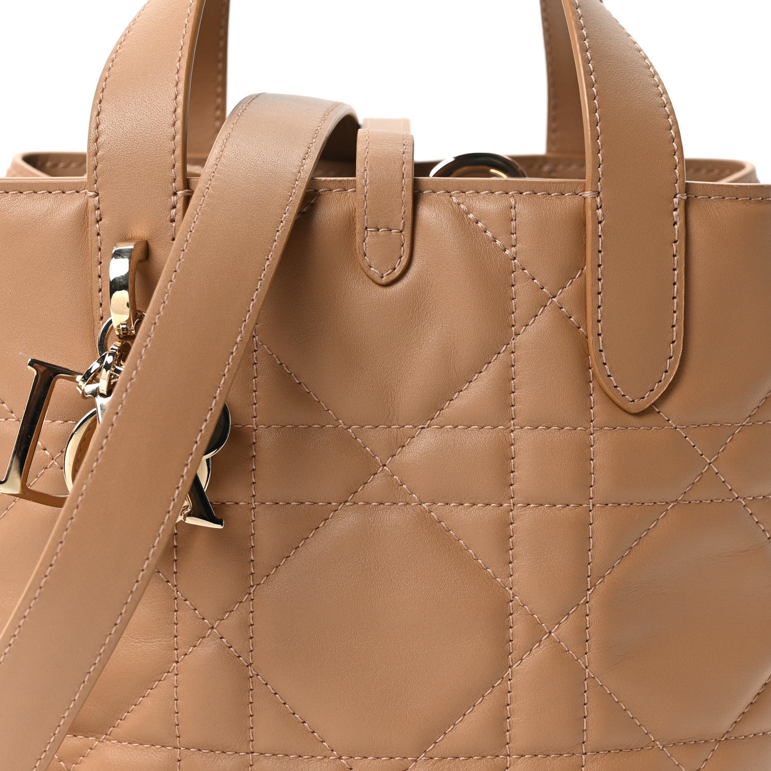 Christian Dior Calfskin Macrocannage Small Toujours Vertical Tote Tan 7 of 10