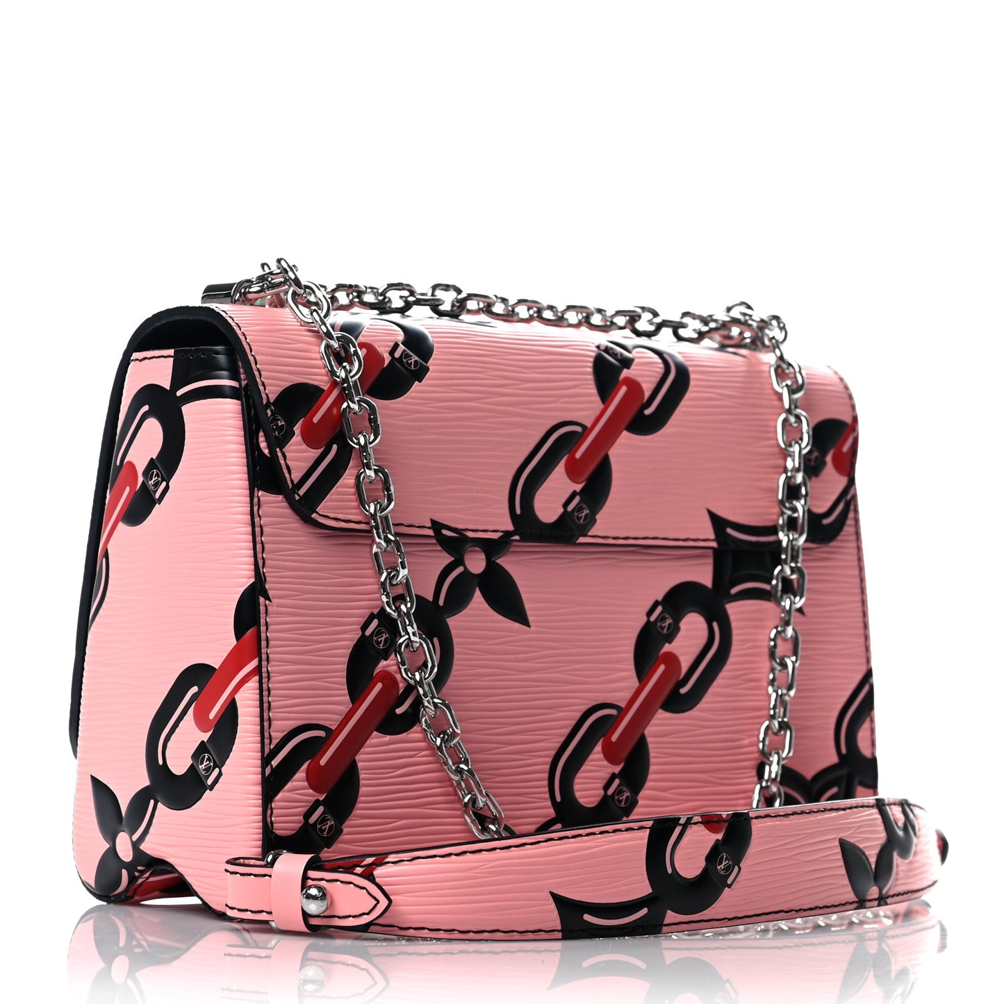 Epi Chain Flower Twist Shoulder Bag MM Pink
