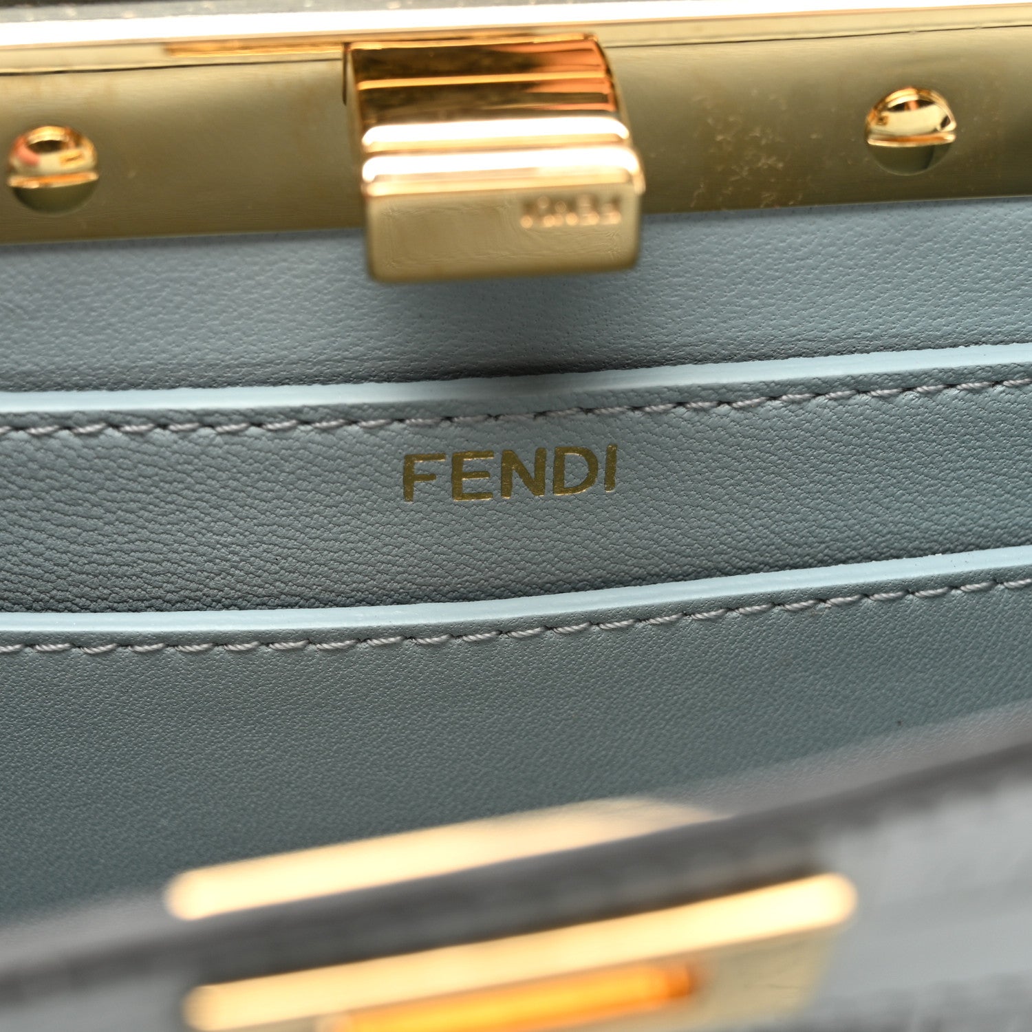 Fendi Shiny Crocodile Petite Peekaboo I SEE U Satchel Light Blue 6 of 10