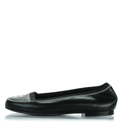 Chanel Lambskin Elastic Mocassin CC Flats 40.5 Black 1 of 8