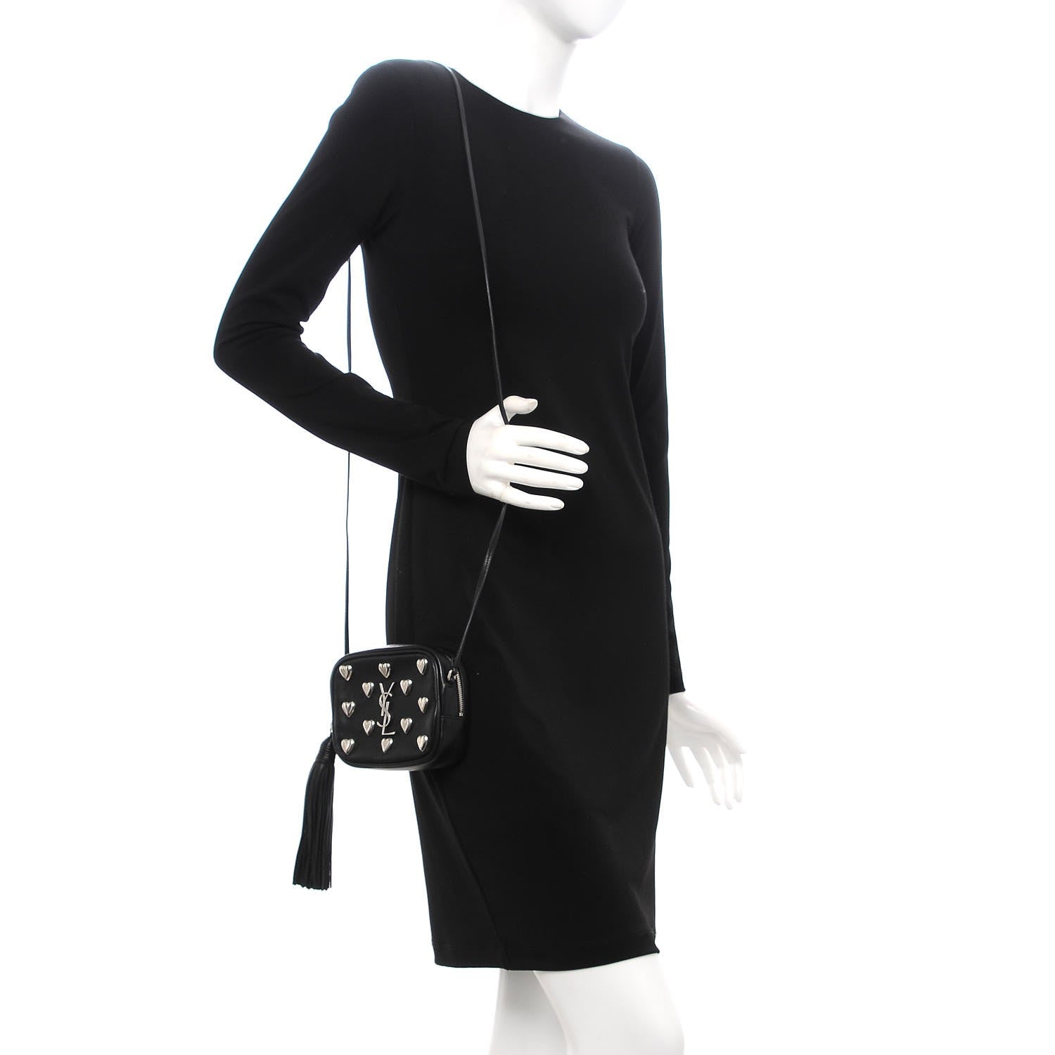 Saint Laurent Nappa Studded Monogram Heart Blogger Bag Black 2 of 9