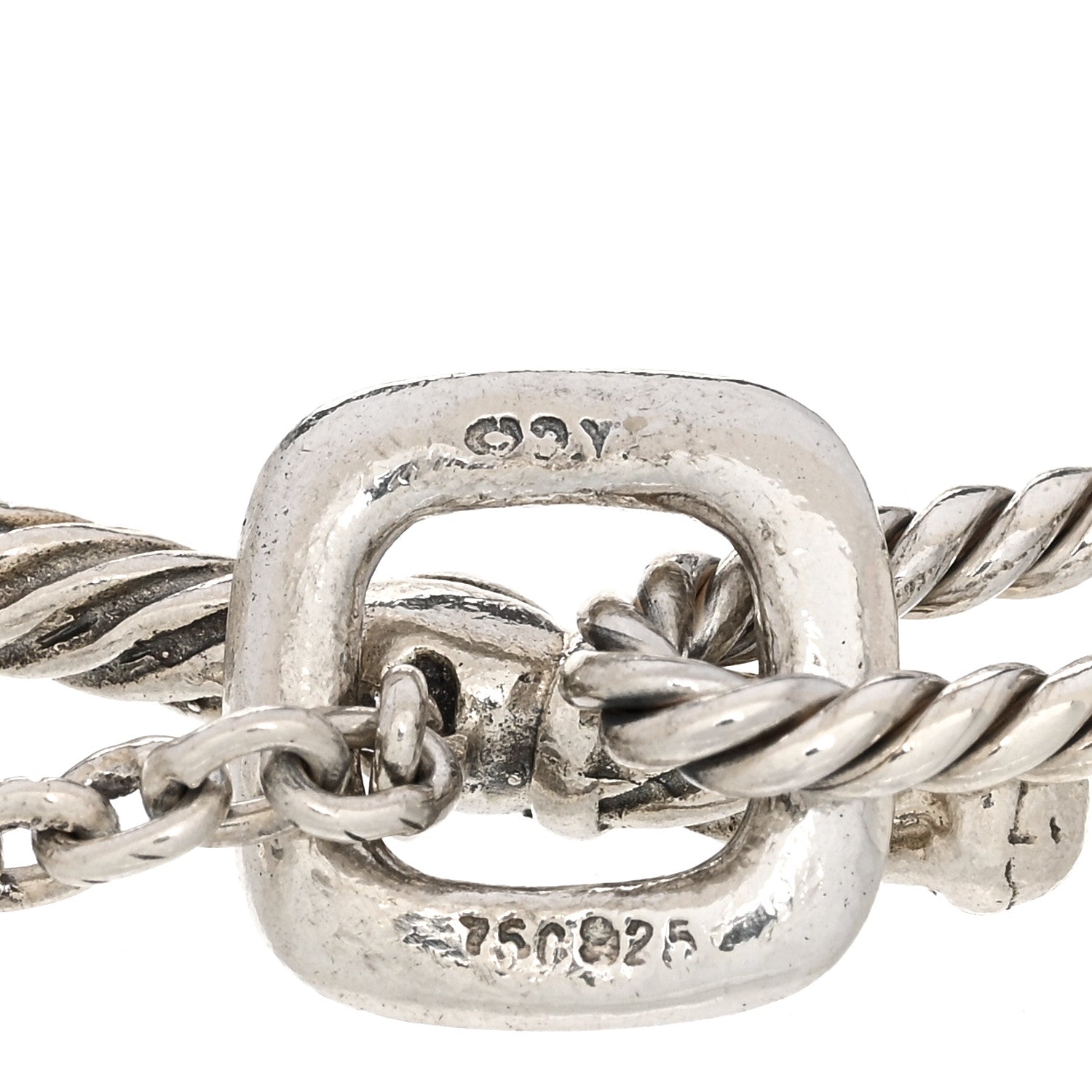 David Yurman Sterling Silver 18K Yellow Gold Cable Heart 5 Charm Bracelet 3 of 3