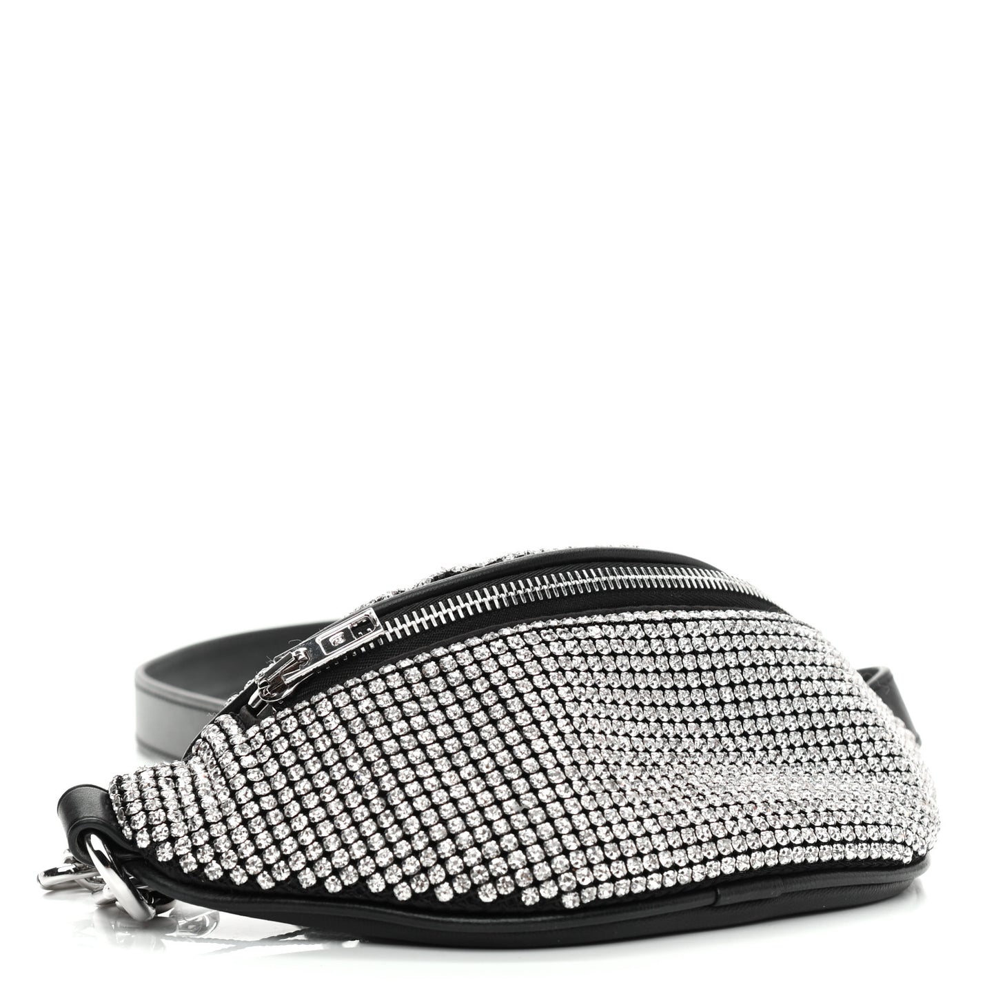 Rhinestone Mesh Mini Attica Belt Bag Black