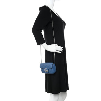 Gucci Calfskin Matelasse Aria Super Mini GG Marmont Shoulder Bag Clear Blue 2 of 10