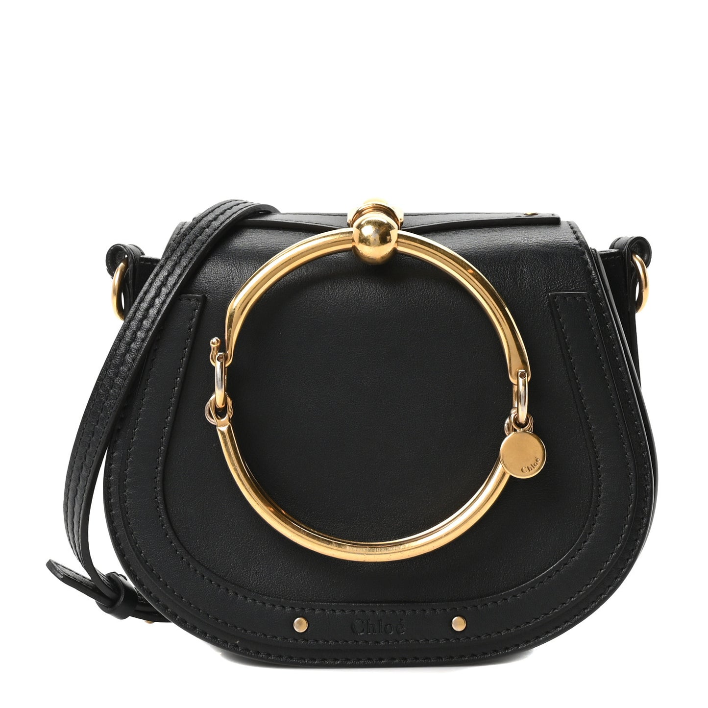 Calfskin Suede Small Nile Bracelet Bag Black