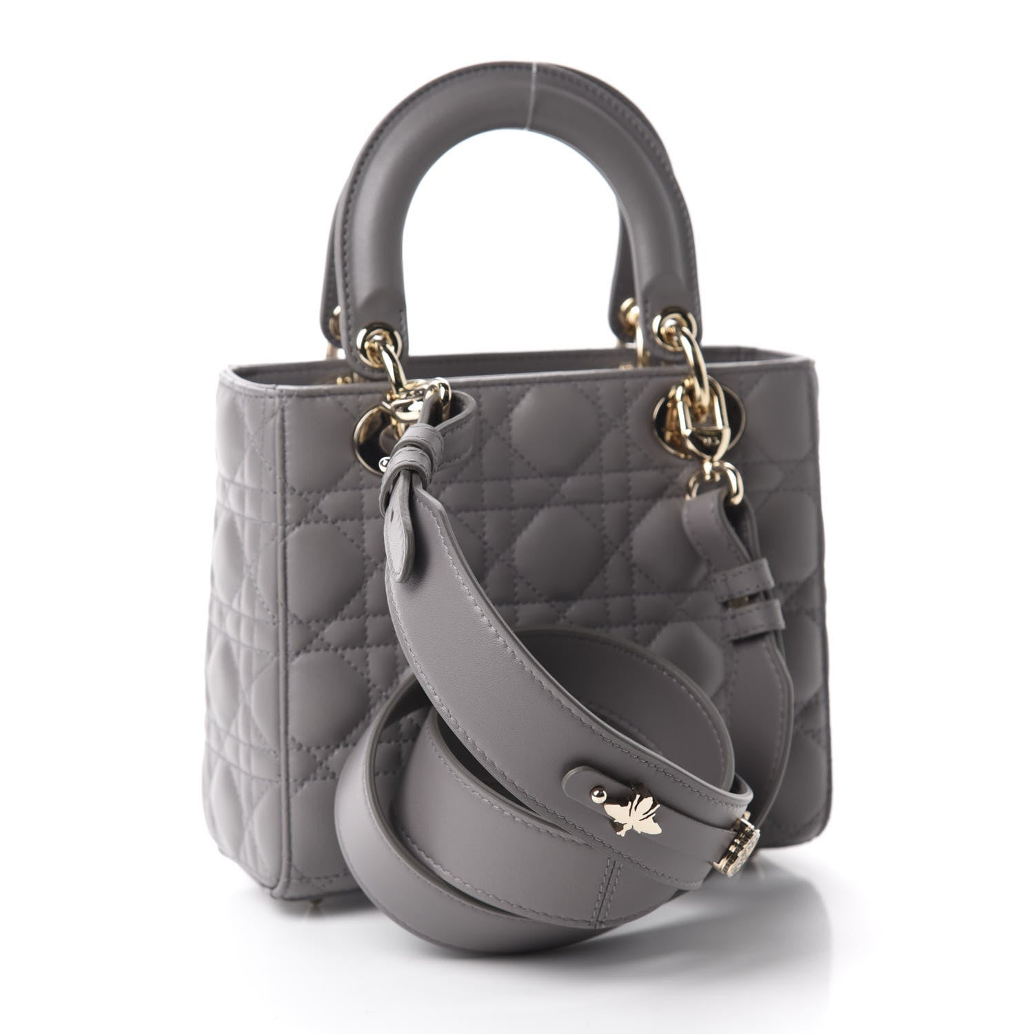 Christian Dior Lambskin Cannage Small My ABCDior Lady Dior Grey 3 of 11