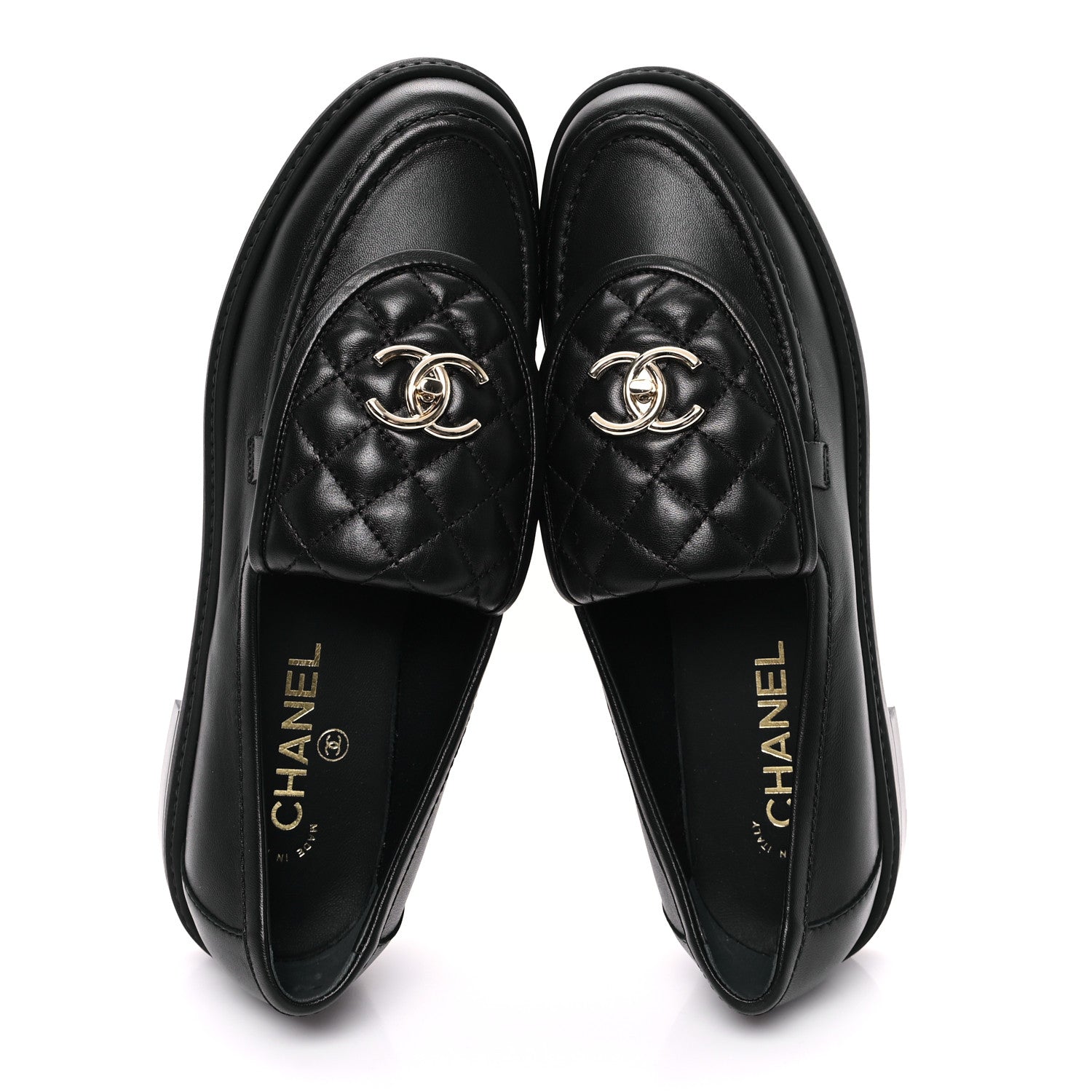 Chanel Lambskin Quilted CC Turnlock Loafers 40.5 Black 2 of 9