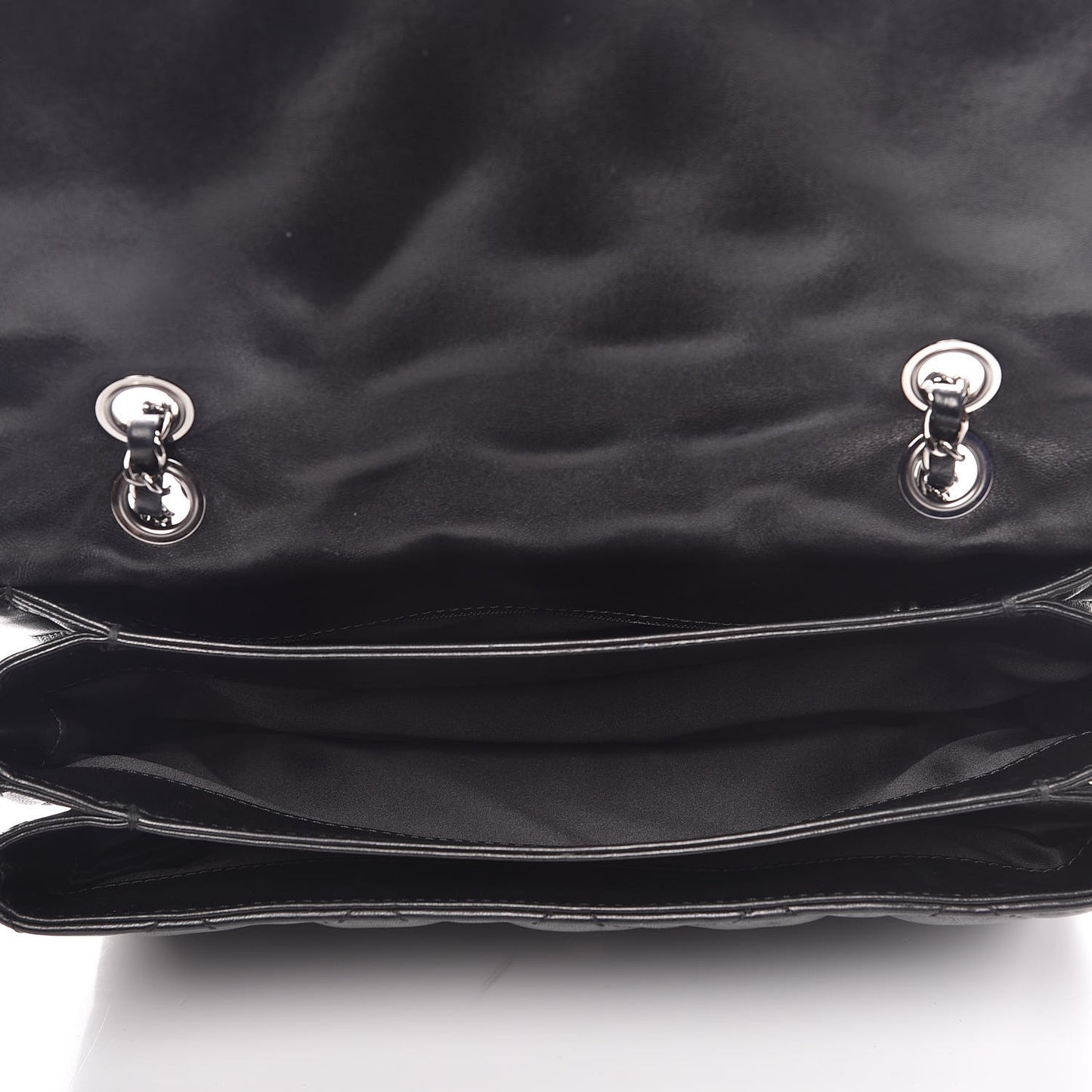 Lambskin Quilted Large 3 Flap Black
