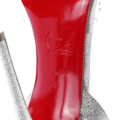 Christian Louboutin PVC Glittered Calfskin Spikaqueen 100 Pumps 38 Silver 6 of 7