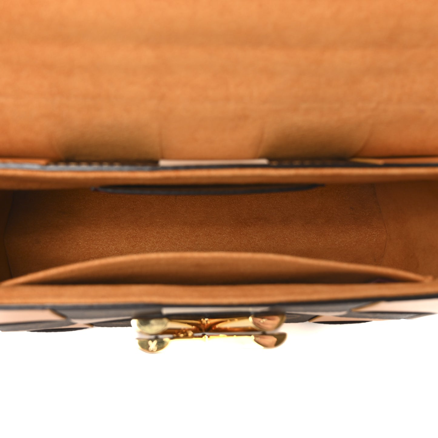 Calfskin Monogram Check Twist MM Beige White Orange