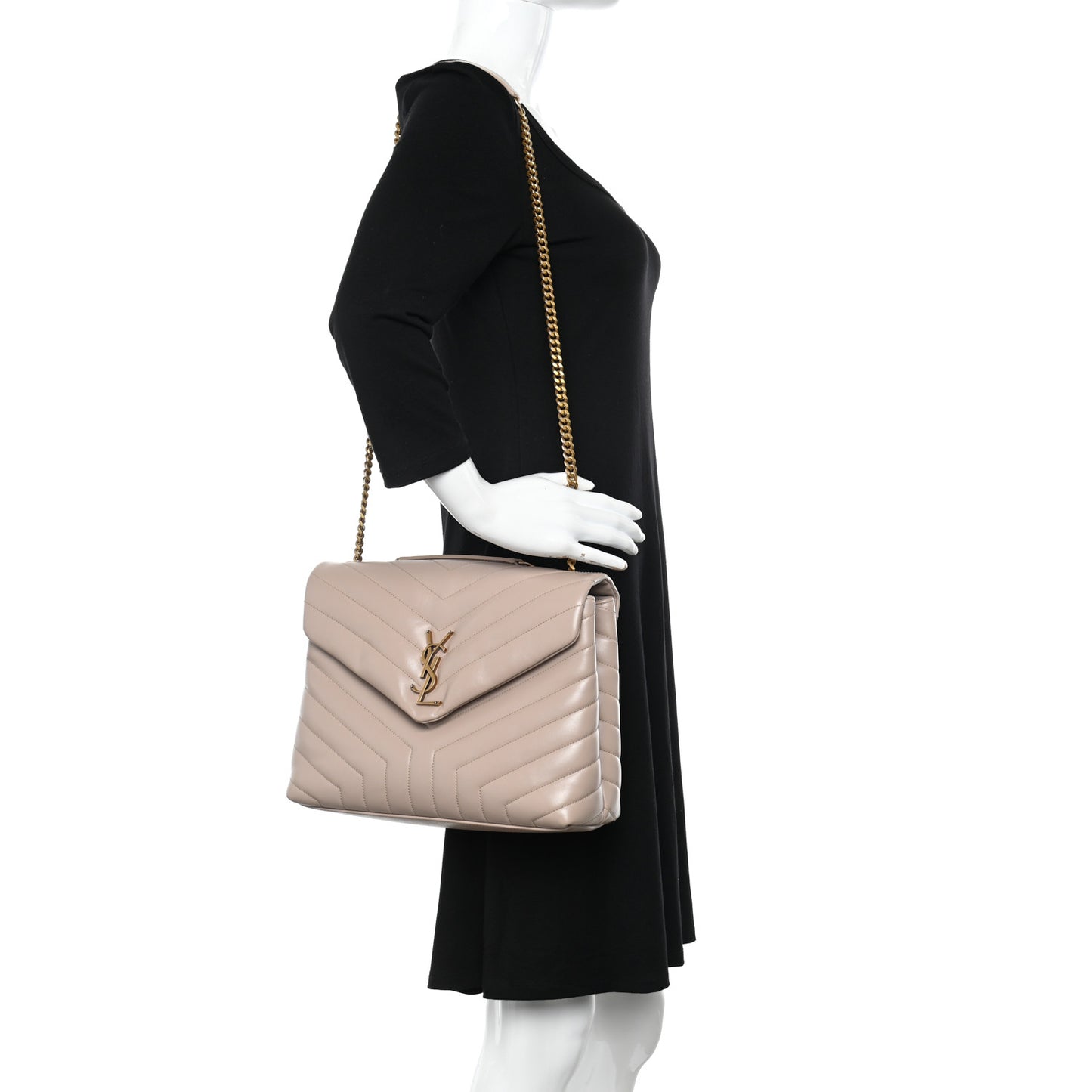 Calfskin Y Quilted Monogram Medium Loulou Chain Satchel Blush