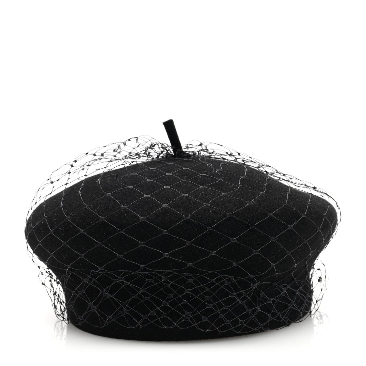 Cotton Canvas Arty Beret with Veil 57 Black